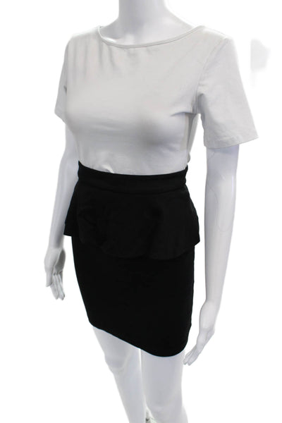 Alice + Olivia Womens Black Modal Straight Pencil Midi Skirt Size M