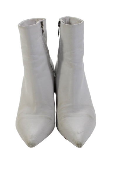 Gianvito Rossi Womens Leather Pointed Toe Zipped Ankle Boots White Size EUR 38