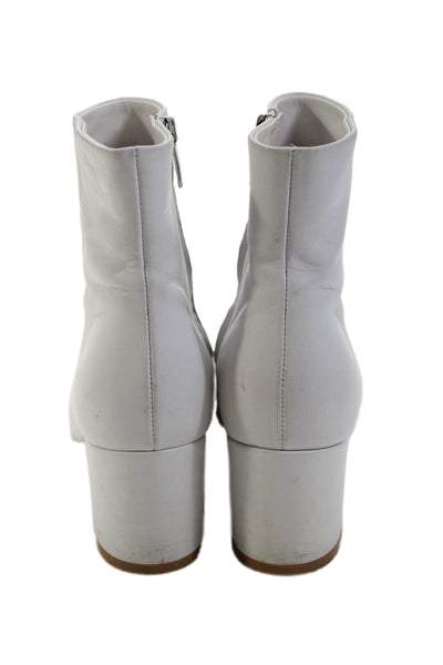 Gianvito Rossi Womens Leather Pointed Toe Zipped Ankle Boots White Size EUR 38