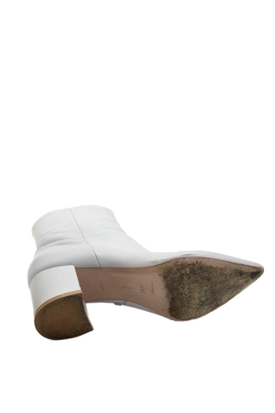 Gianvito Rossi Womens Leather Pointed Toe Zipped Ankle Boots White Size EUR 38