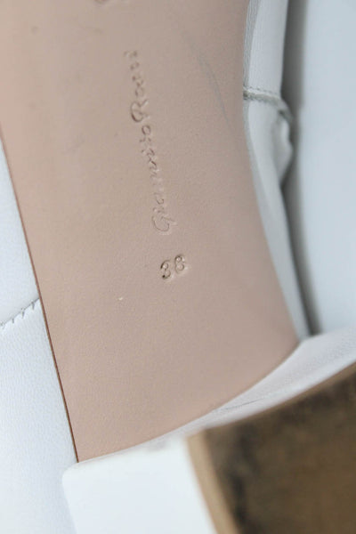 Gianvito Rossi Womens Leather Pointed Toe Zipped Ankle Boots White Size EUR 38