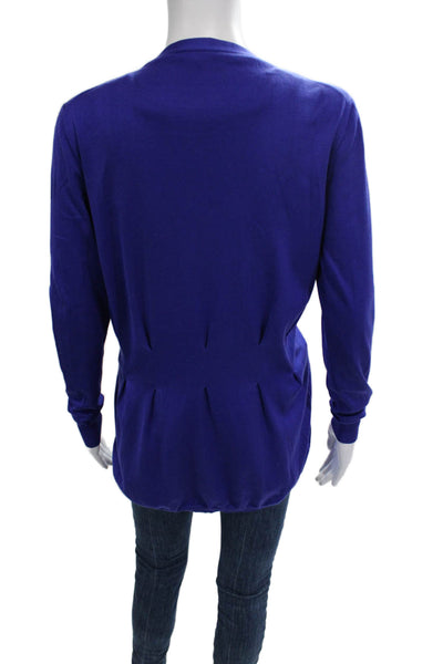 Etro Womens Cardigan Blue Silk Blend V Neck Button Size S