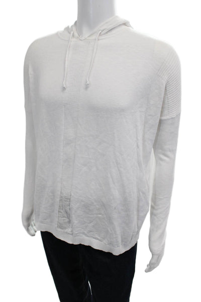 Vince Mens Designer Pullover Hoodie White Cotton Drawstring Size M