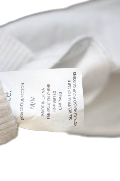 Vince Mens Designer Pullover Hoodie White Cotton Drawstring Size M