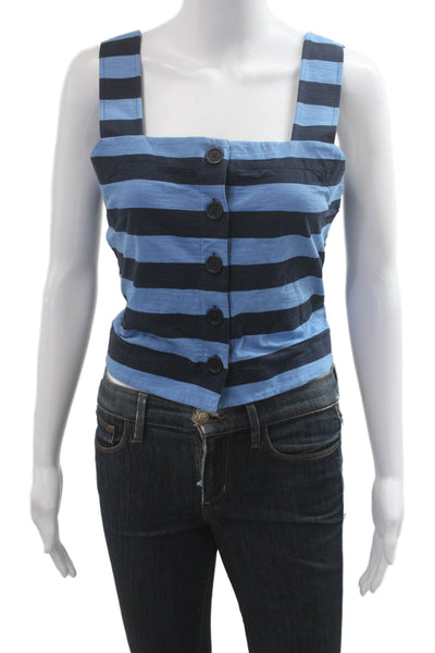 Nation Los Angeles Womens Cropped Black Striped Tank Buttonup Size S