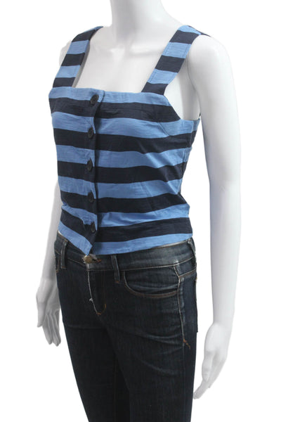 Nation Los Angeles Womens Cropped Black Striped Tank Buttonup Size S