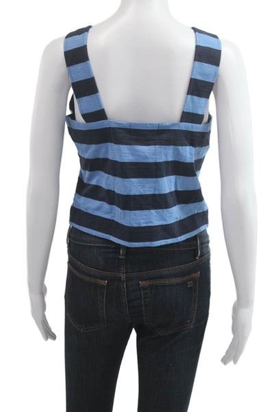 Nation Los Angeles Womens Cropped Black Striped Tank Buttonup Size S