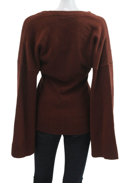 We Wore What Women Cardigan Brown V-Neck Button Long Sleeve Acrylic Size XS