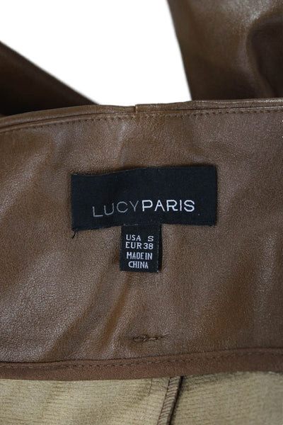 Lucy Paris Women Paperbag Ankle Pants Drawstring Brown Polyester Solid Size S