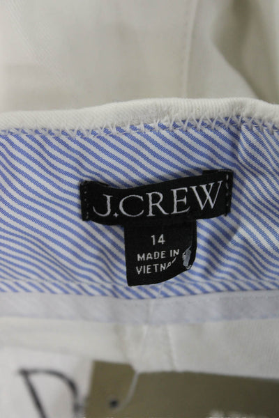 J Crew Unisex Chino White Shorts Cotton Stretch Size 14