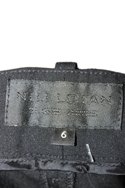 Nili Lotan Womens Ankle Cropped Black Wool Dress Pants Hook & Eye Size 6
