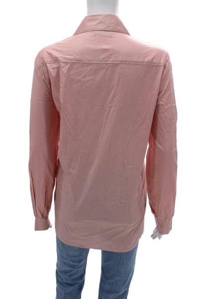 James Lakeland Womens Pink Collared Button Up Blouse Long Sleeve Cotton Size L