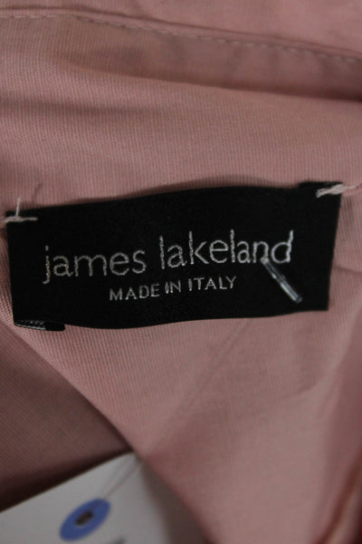 James Lakeland Womens Pink Collared Button Up Blouse Long Sleeve Cotton Size L