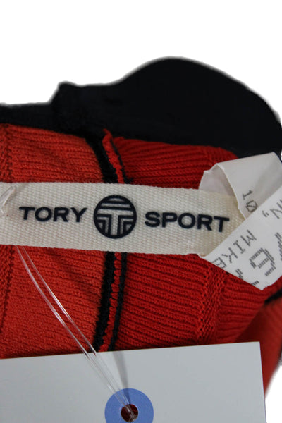 Tory Sport Womens Pleated Striped Midi Skirt Black Size L