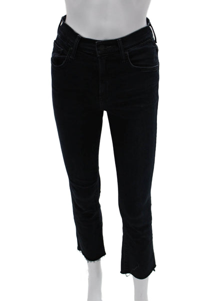 Mother Womens Cropped Skinny Jeans Black Size 24