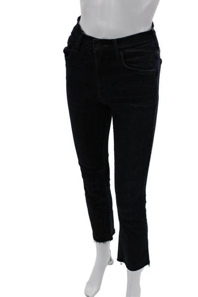 Mother Womens Cropped Skinny Jeans Black Size 24