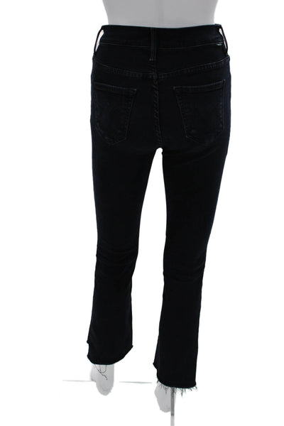 Mother Womens Cropped Skinny Jeans Black Size 24