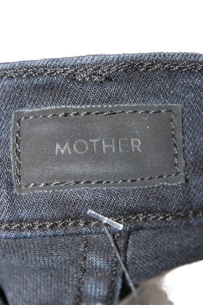 Mother Womens Cropped Skinny Jeans Black Size 24
