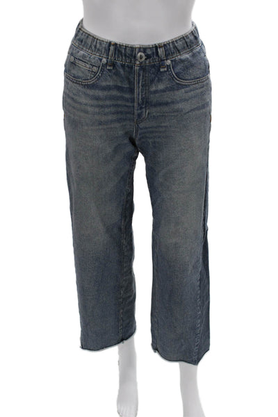Rag & Bone Womens Cropped Wide Leg Blue Cotton Jeans Size XS