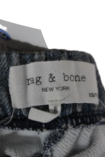 Rag & Bone Womens Cropped Wide Leg Blue Cotton Jeans Size XS