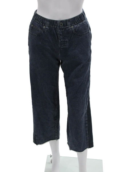 Rag & Bone Womens Cropped Wide Leg Jeans Dark Blue Button Cotton Solid Size XS