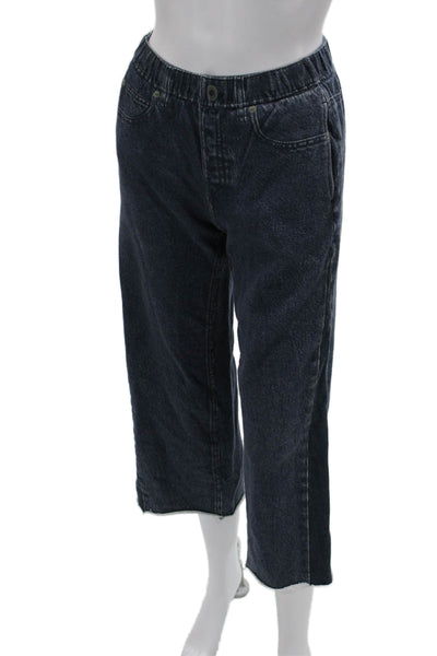 Rag & Bone Womens Cropped Wide Leg Jeans Dark Blue Button Cotton Solid Size XS
