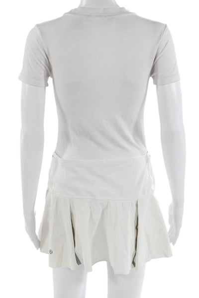 Lululemon Womens Mini Skater Skort White Nylon Lycra Size 8