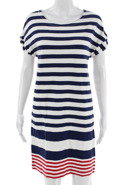 Vineyard Vines Women Shift T-Shirt Dress Dark Blue Striped 97% Cotton Size 2XS