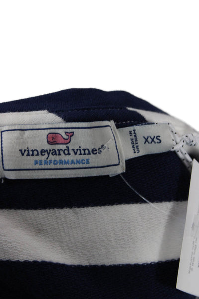 Vineyard Vines Women Shift T-Shirt Dress Dark Blue Striped 97% Cotton Size 2XS