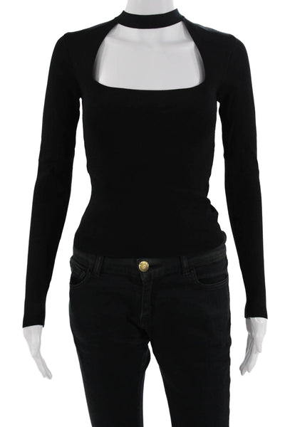 Zara Women Gothic Black Square Neck Long Sleeve Button Polyester Sweater Size S