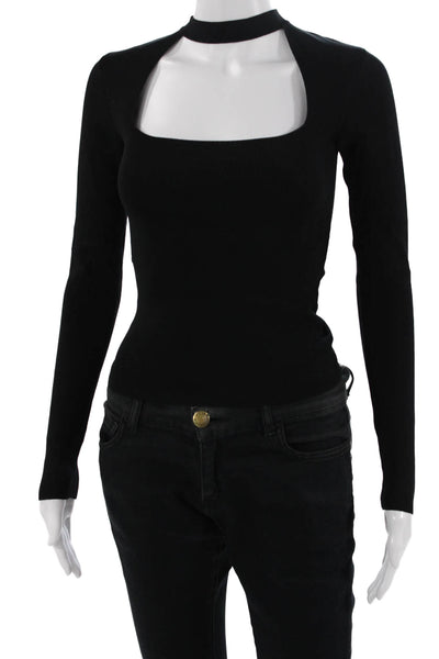 Zara Women Gothic Black Square Neck Long Sleeve Button Polyester Sweater Size S