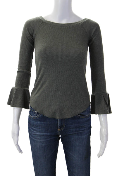 Chaser Womens Dark Gray Basic 3/4 Sleeve Round Neck T-Shirt Size XS