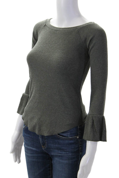 Chaser Womens Dark Gray Basic 3/4 Sleeve Round Neck T-Shirt Size XS