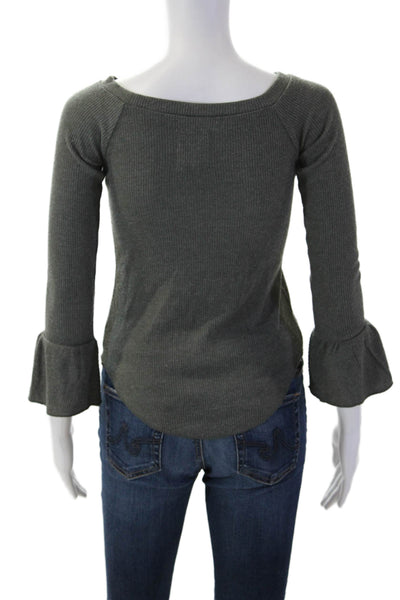 Chaser Womens Dark Gray Basic 3/4 Sleeve Round Neck T-Shirt Size XS