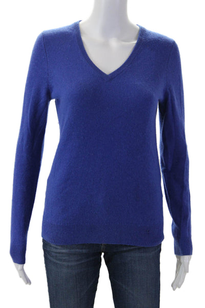C by Bloomingdales Women Pullover V-Neck Cashmere Blue Long Sleeve Size XS