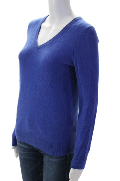 C by Bloomingdales Women Pullover V-Neck Cashmere Blue Long Sleeve Size XS
