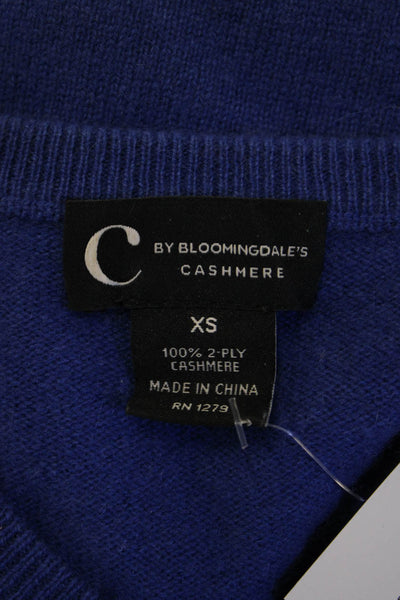 C by Bloomingdales Women Pullover V-Neck Cashmere Blue Long Sleeve Size XS