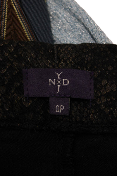 NYDJ Women Ankle Jegging Black Animal Print Cotton Blend Size 0P
