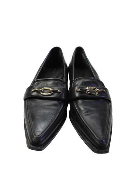 Anine Bing Womens Leather Pointed Toe Loafers Black Size 40 10