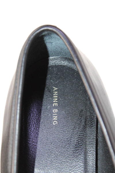 Anine Bing Womens Leather Pointed Toe Loafers Black Size 40 10