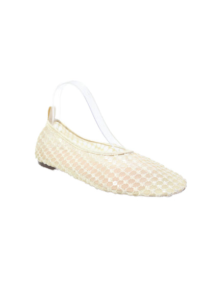 J Crew Womens Sheer Square Toe Flats Beige Size 8.5