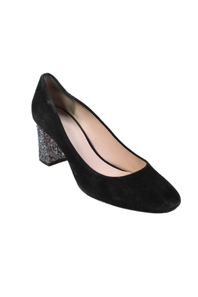 Kate Spade New York Womens Suede Charlize Pump High Heels Black Size 7.5