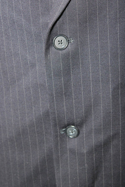 Hart Schaffner Marx Men Striped Dark Blue Wool Suit Jacket Size 46