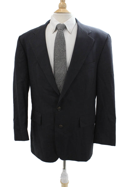 Chaps Mens Dark Blue Virgin Wool Solid Button Blazer Size 42