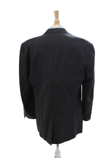 Chaps Mens Dark Blue Virgin Wool Solid Button Blazer Size 42