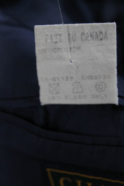 Chaps Mens Dark Blue Virgin Wool Solid Button Blazer Size 42