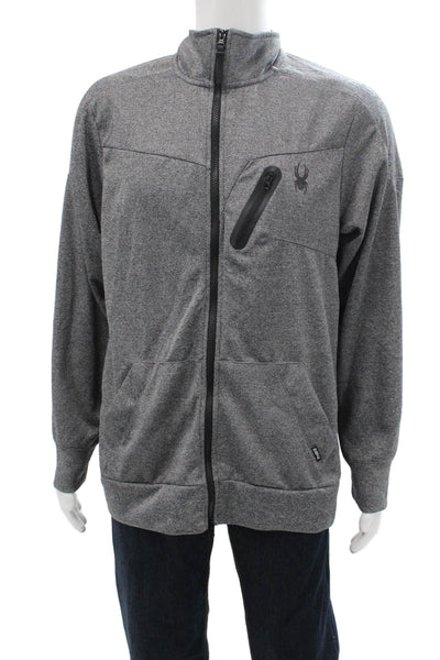 Spyder Mens Windbreaker Jacket Gray Zip Polyester High Neck Size L
