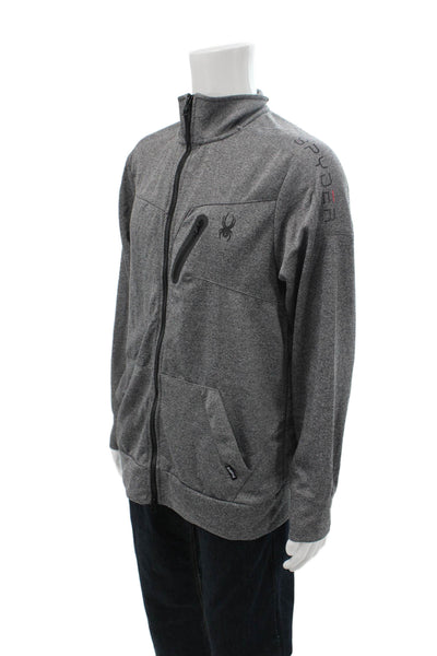 Spyder Mens Windbreaker Jacket Gray Zip Polyester High Neck Size L