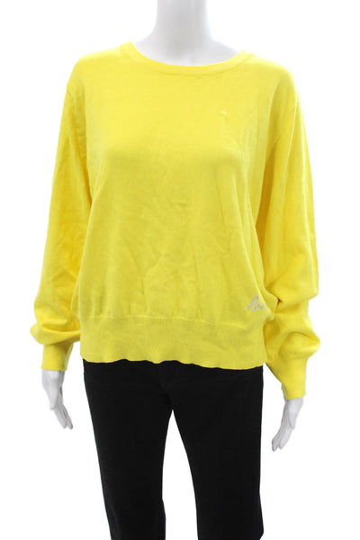 Kerri Rosenthal Unisex Pullover Sweater Yellow Crewneck 95% Cotton Size XL