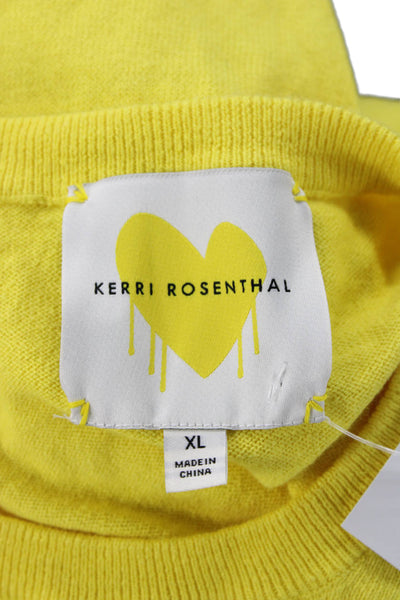 Kerri Rosenthal Unisex Pullover Sweater Yellow Crewneck 95% Cotton Size XL